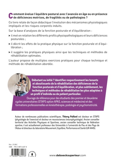 Déficiences et réhabilitation de la fonction posturale et d’équilibration, Théorie et pratique. Les bases contre la chute et la  (9782807364578-back-cover)