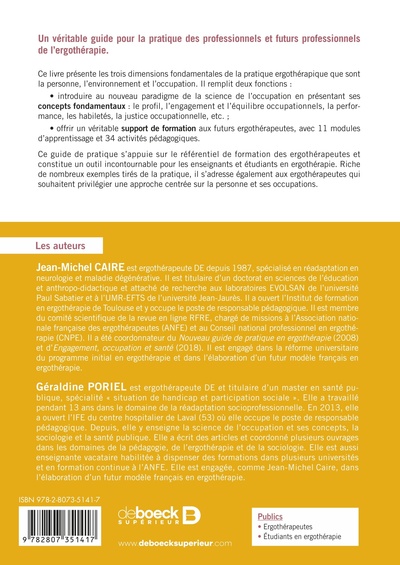 L’ergothérapie centrée sur la personne et ses occupations, Guide de pratique (9782807351417-back-cover)