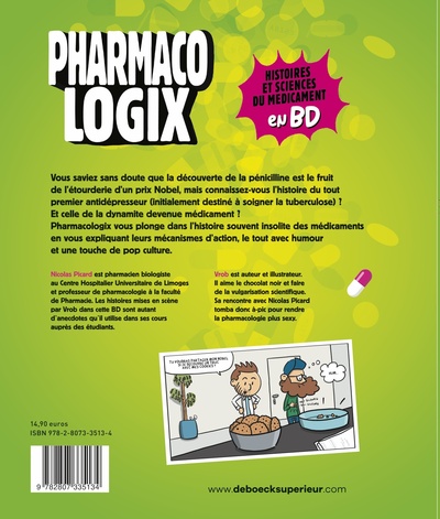 Pharmacologix, Histoires et sciences du médicament en BD (9782807335134-back-cover)