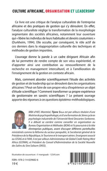 Culture africaine, organisation et leadership, Retours d'expérience d'un PDG (9782140296826-back-cover)