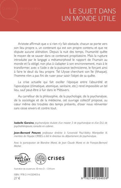 Le sujet dans un monde utile (9782140204036-back-cover)