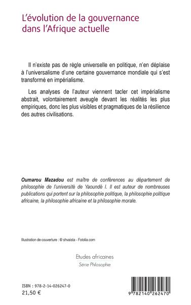 L'évolution de la gouvernance dans l'Afrique actuelle, Essai de philosophie politique (9782140262470-back-cover)