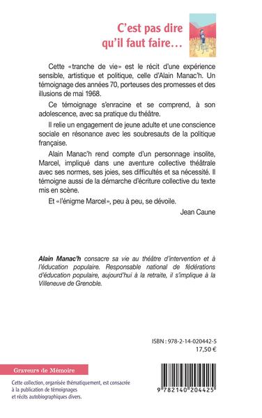 C'est pas dire qu'il faut faire..., Chemins de culture et d'éducation populaire (9782140204425-back-cover)