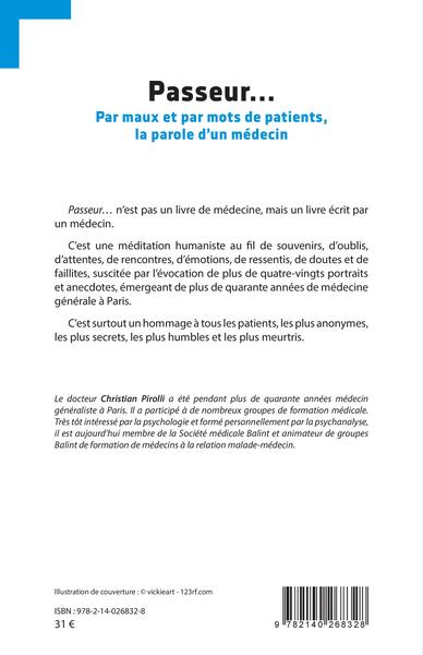 Passeur..., Par maux et par mots de patients, la parole d'un médecin (9782140268328-back-cover)