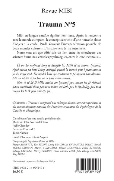 Trauma, Revue des Psychologues de la Caraïbe Francophone et Créolophone - MIBI n°5 (9782140254406-back-cover)