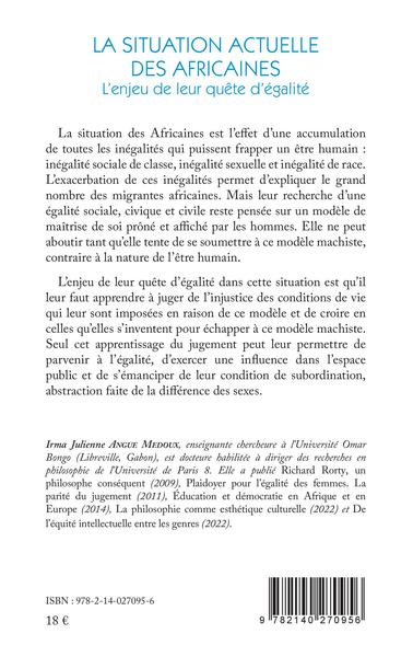 La situation actuelle des Africaines, L'enjeu de leur quête d'égalité (9782140270956-back-cover)