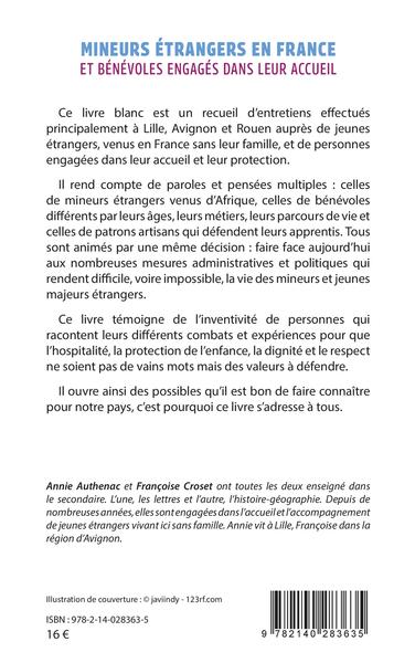 Mineurs étrangers en France et bénévoles engagés, Rencontres et entretiens (9782140283635-back-cover)