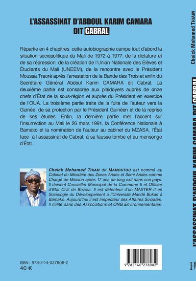 L'assassinat d'Abdoul Karim Camara dit Cabral (9782140278082-back-cover)