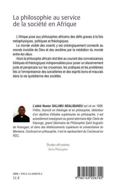 La philosophie au service de la société en Afrique, Le cas de la RDC (9782140206702-back-cover)