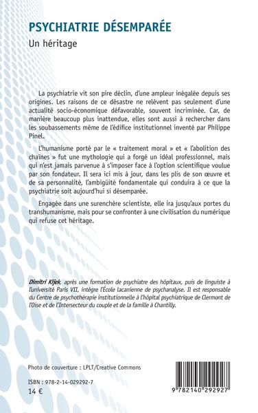 Psychiatrie désemparée, Un héritage (9782140292927-back-cover)