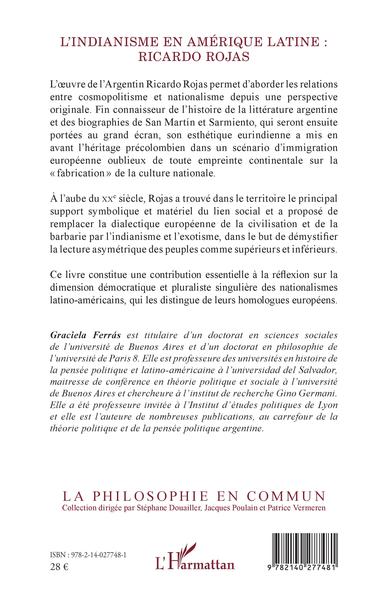 L'indianisme en Amérique latine : Ricardo Rojas (9782140277481-back-cover)