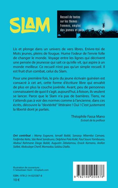 Slam, Recueil de textes sur les thèmes : Femmes, emploi des jeunes et paix (9782140255878-back-cover)