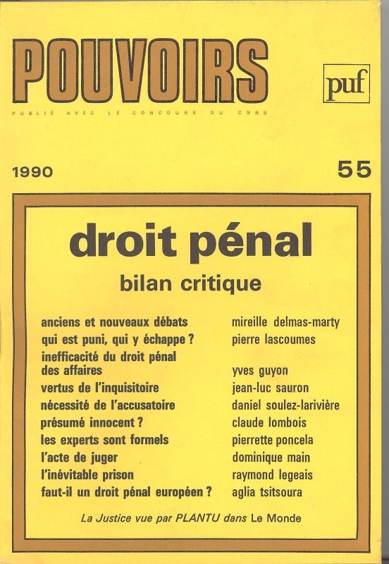Pouvoirs, n° 55, Droit pénal, bilan critique (9782130431138-front-cover)