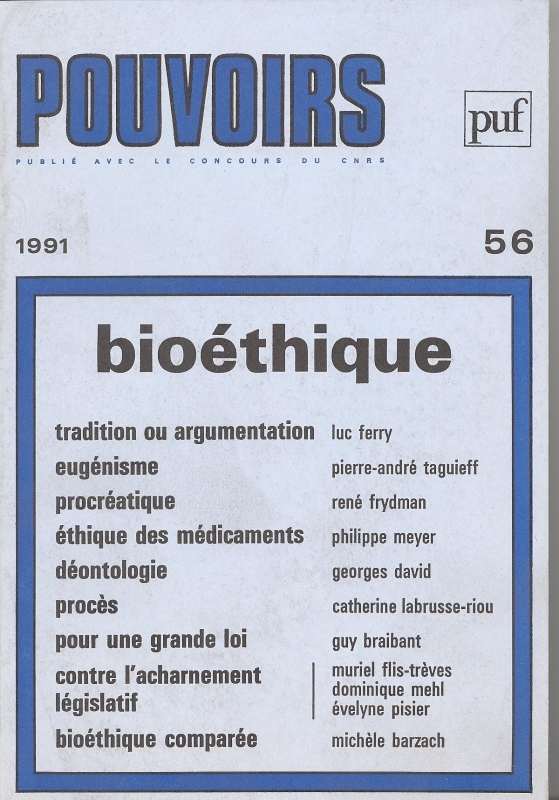 Pouvoirs, n° 56, Bioéthique (9782130436706-front-cover)