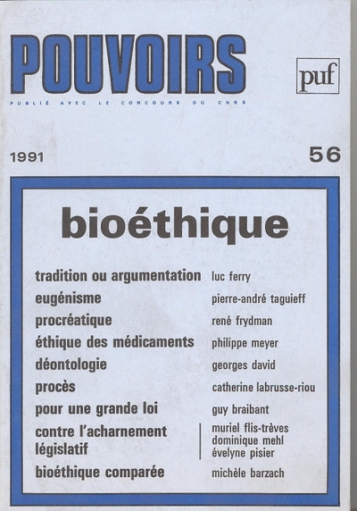 Pouvoirs, n° 56, Bioéthique (9782130436706-front-cover)