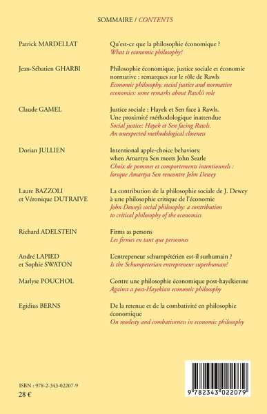 Cahiers d'économie Politique / Papers in Political Economy, Cahiers d'économie politique, Histoire de la pensée et théories - Ph (9782343022079-back-cover)