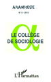 ANAMNESE, Le collège de sociologie (9782343023649-front-cover)