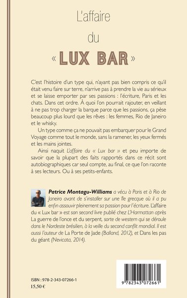 L'affaire du " Lux Bar ", Roman (9782343072661-back-cover)