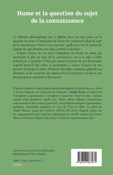 Hume et la question du sujet de la connaissance (9782343067971-back-cover)