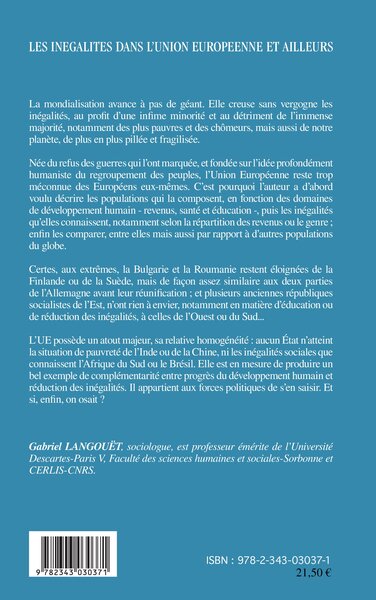 Les inégalités dans l'Union Européenne et ailleurs, Et si on osait ? (9782343030371-back-cover)