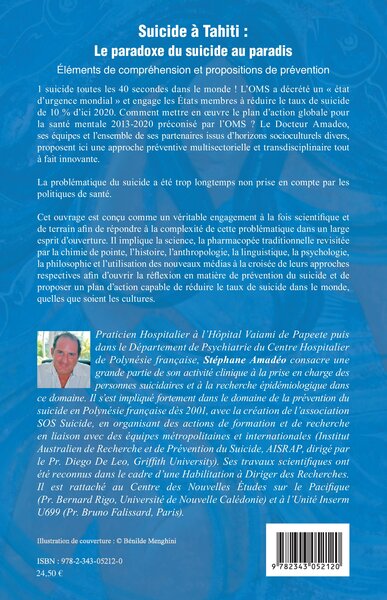 Suicide à Tahiti : le paradoxe du suicide au paradis, Eléments de compréhension et propositions de prévention (9782343052120-back-cover)