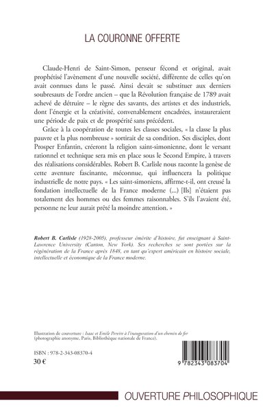 La couronne offerte, Le saint-simonisme et la doctrine de l'espérance (9782343083704-back-cover)