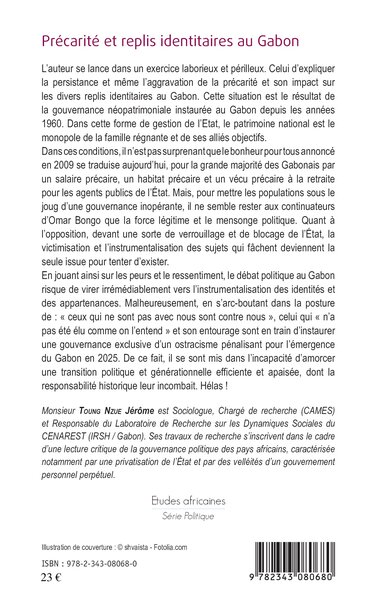 Précarité et replis identitaires au Gabon (9782343080680-back-cover)