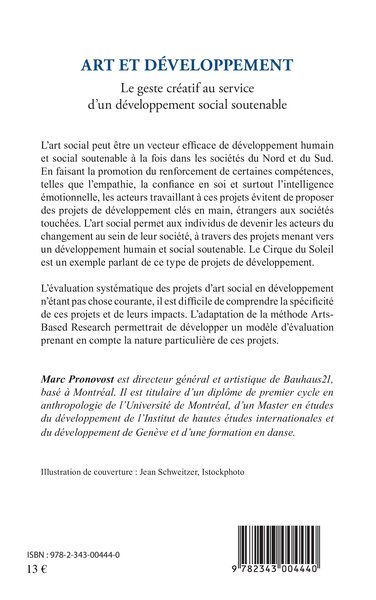 Art et développement, Le geste créatif au service d'un développement social soutenable (9782343004440-back-cover)