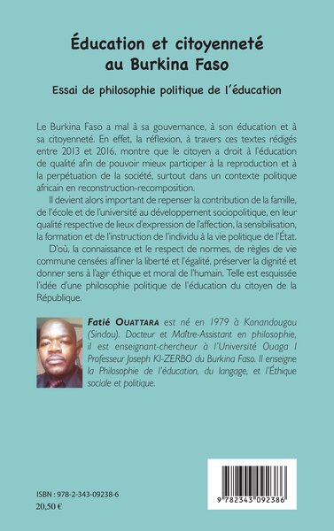 Education et citoyenneté au Burkina Faso, Essai de philosophie politique de l'éducation (9782343092386-back-cover)