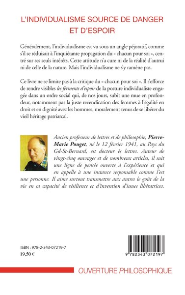 L'individualisme source de danger et d'espoir, Essai d'éthique sociale (9782343072197-back-cover)