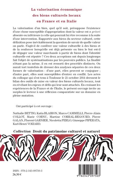 La valorisation économique des biens culturels locaux en France et en Italie (9782343097503-back-cover)