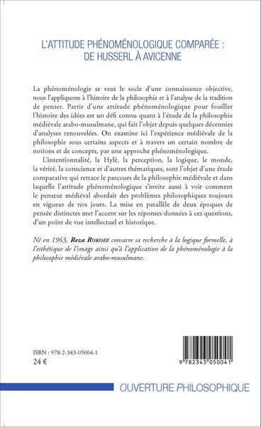 L'attitude phénoménologique comparée : de Husserl à Avicenne (9782343050041-back-cover)