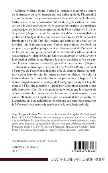 Identité et primauté d'autrui, La philosophie merleau-pontyenne de l'hospitalité (9782343085937-back-cover)