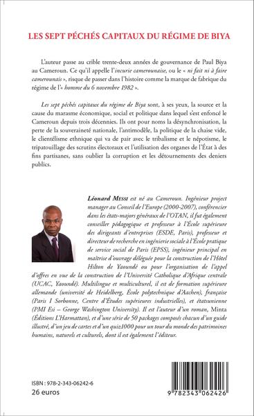 Sept péchés capitaux du régime Biya (9782343062426-back-cover)
