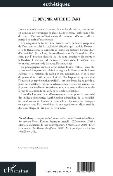 Le devenir autre de l'art, Littéralisation et distraction (9782343018904-back-cover)