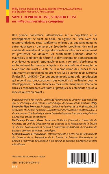 Santé reproductive, VIH / SIDA et IST en milieu universitaire congolais (9782343076140-back-cover)
