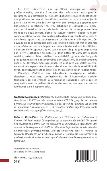 Les médiations culturelles et artistiques, Quels processus d'intégration et de socialisation ? (9782343038353-back-cover)