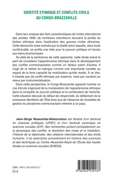 Identité ethnique et conflits civils au Congo-Brazzaville (9782343010137-back-cover)