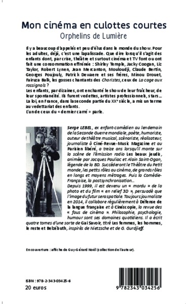 Mon cinéma en culottes courtes, Orphelins de Lumière - Mémoires d'un enfant-acteur, de la Libération aux sixties (9782343034256-back-cover)