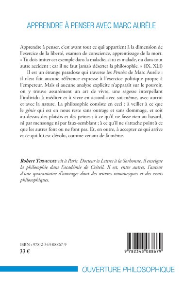 Apprendre à penser avec Marc Aurèle (9782343088679-back-cover)