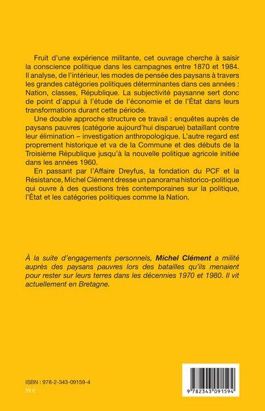 Paysans et politique en France, Nation, classes, République (1870-1984) (9782343091594-back-cover)