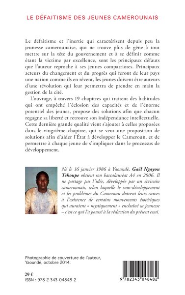 Le défaitisme des jeunes camerounais (9782343048482-back-cover)