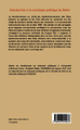 Introduction à la sociologie politique du Bénin (9782343010076-back-cover)