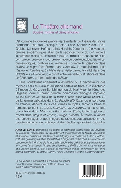 Le Théâtre allemand, Société, mythes et démythification (9782343060446-back-cover)