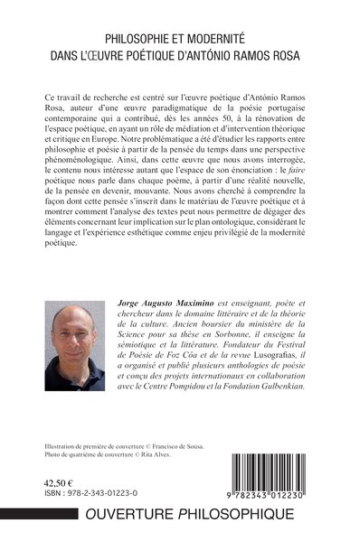 Philosophie et modernité dans l'oeuvre poétique d'António Ramos Rosa (9782343012230-back-cover)