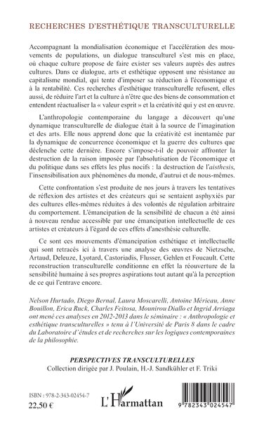 Recherches d'esthétique transculturelle, Notes d'anthropologie esthétique (9782343024547-back-cover)