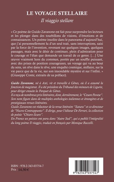 Le voyage stellaire, Il viaggio stellare - Edition bilingue Français Italien - Traduction Monique Baccelli (9782343037547-back-cover)