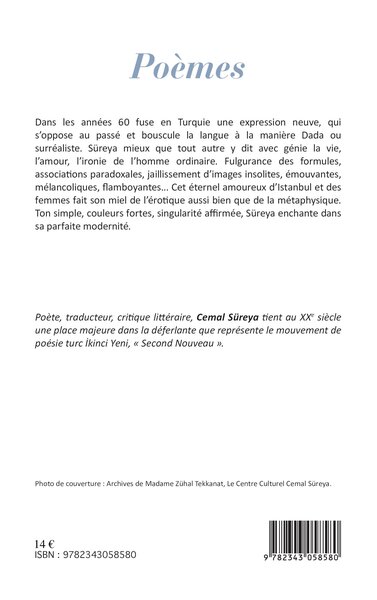 Poèmes, Choix et traduction par Tufan Orel et Anne-Sylvie Patier (9782343058580-back-cover)