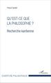 Qu'est-ce que la philosophie ?, Recherche kantienne (9782343087528-front-cover)