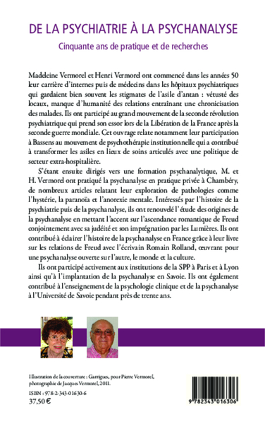De la psychiatrie à la psychanalyse, Cinquante ans de pratique et de recherches (9782343016306-back-cover)
